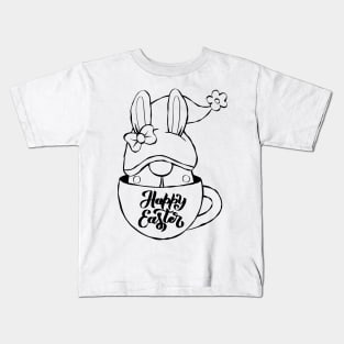 Cute bunny gnome ,happy Easter cartoon, Cartoon style. Kids T-Shirt